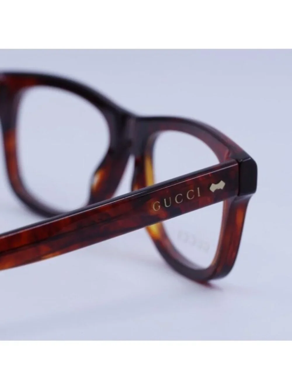 Gucci GG1526O 003 Eyeglasses Shiny Reddish Havana 52mm Square Frame
